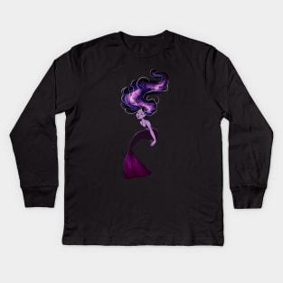 Purple Galaxy Mermaid Kids Long Sleeve T-Shirt